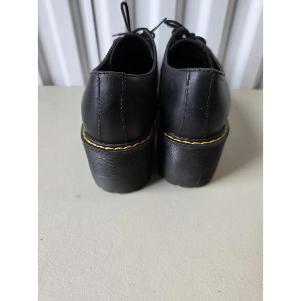 Dr. Martens Shriver Lo Shoes Womens Size 8 Black Leather Platform Lace Up Heel